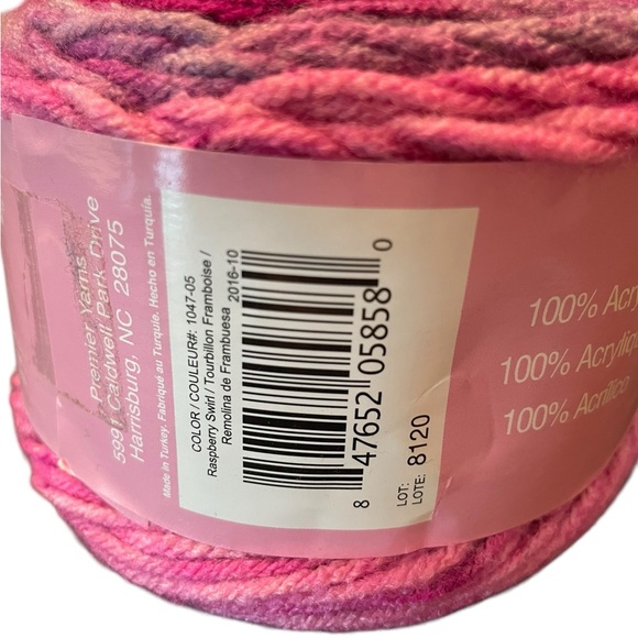 Premier Yarns Sweet Roll Yarn Raspberry Pop 5 oz 245‎ Yards Hard To Find Color - Picture 4 of 6